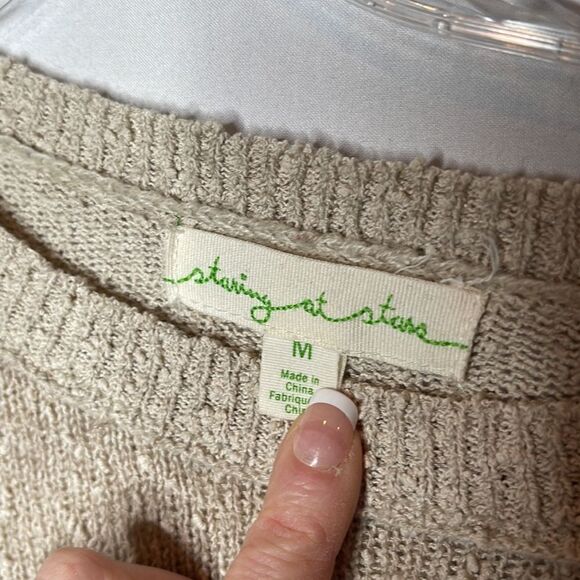 Staring At Stars Urban Outfitters Open Knit Cropped Tan Sweater. Size Medium. - Picture 5 of 7